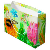 Bumble Bee op een Dandelion Flower Illustration Groot Cadeauzakje (Achterkant Gekanteld)