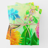 Bumble Bee op een Dandelion Flower Illustration Inpakpapier Vel (In situ)