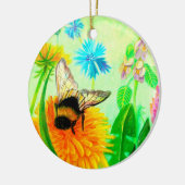 Bumble Bee op een Dandelion Flower Illustration Keramisch Ornament (Links)
