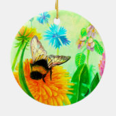Bumble Bee op een Dandelion Flower Illustration Keramisch Ornament (Achterkant)
