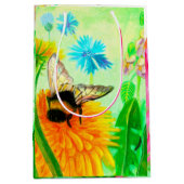 Bumble Bee op een Dandelion Flower Illustration Medium Cadeauzakje (Voorkant)