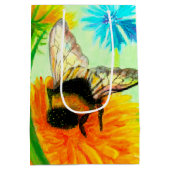 Bumble Bee op een Dandelion Flower Illustration Medium Cadeauzakje (Achterkant)