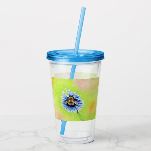 Bumble Bee op een ventilator schilderen Acryl Drinkbeker (Achterkant)