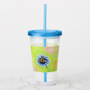 Bumble Bee op een ventilator schilderen Acryl Drinkbeker