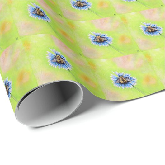 Bumble Bee op een ventilator schilderen Cadeaupapier (Rol Hoek)