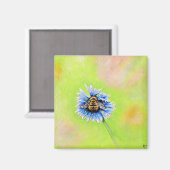 Bumble Bee op een ventilator schilderen Magneet (Voorkant / Achterkant)