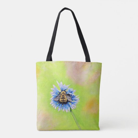 Bumble Bee op een ventilator schilderen Tote Bag (Achterkant)