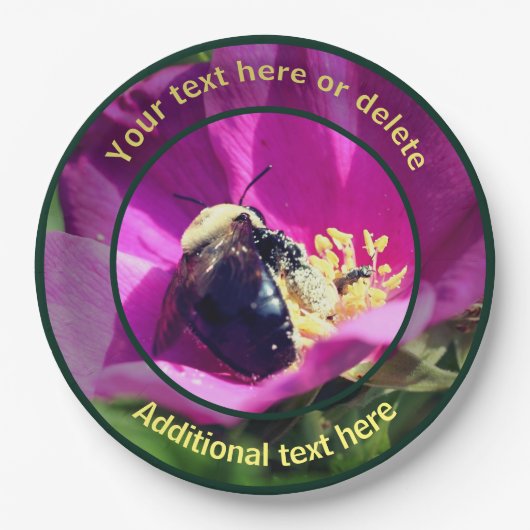 Bumble Bee op Flower Natuur Personalized Party Papieren Bordje (Voorkant)
