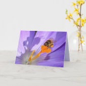 Bumble Bee op Paarse Bloem Blank Fotokaart Kaart (Gele Bloem)