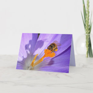 Bumble Bee op Paarse Bloem Blank Fotokaart Kaart