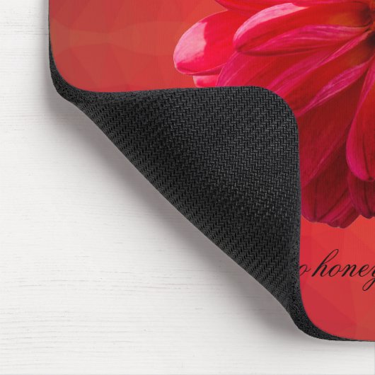 Bumble Bee op Red Dahlia Muismat (Hoek)