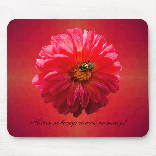 Bumble Bee op Red Dahlia Muismat (Voorkant)