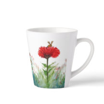 Bumble Bee op Red Zinnia Small Latte Mok
