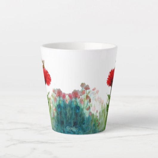 Bumble Bee op Red Zinnia Small Latte Mok (Voorkant)