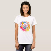 Bumble bee op regenboogbloemen t-shirt (Voorkant volledig)
