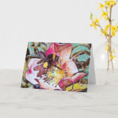 Bumble Bee op Roos olieverfschilderij Verjaardag K Kaart (Gele Bloem)