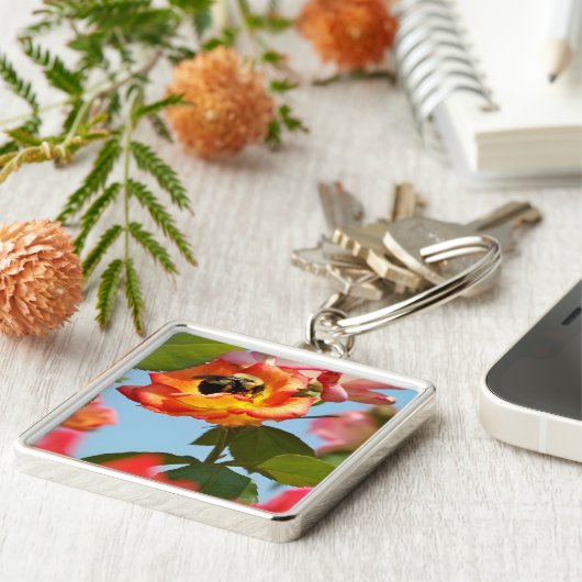 Bumble Bee op roos Sleutelhanger (Zijkant)