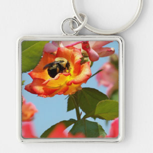 Bumble Bee op roos Sleutelhanger