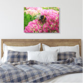 Bumble Bee op Sedum "Autumn Joy" Canvas Afdruk (Insitu (Slaapkamer))