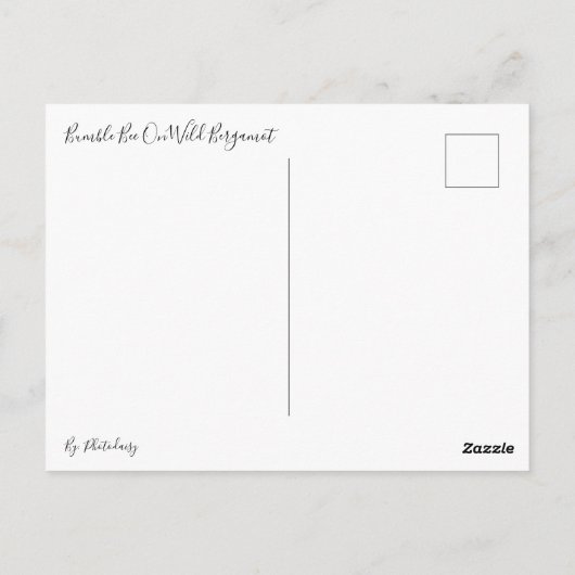 Bumble Bee op Wild Bergamot Briefkaart (Achterkant)