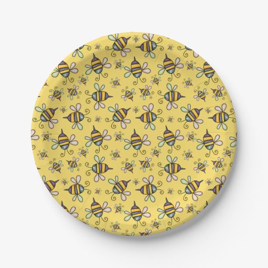 Bumble Bee Pattern Papieren Bordje (Voorkant)