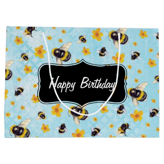 Bumble Bee Personalised Birthday Groot Cadeauzakje (Achterkant)