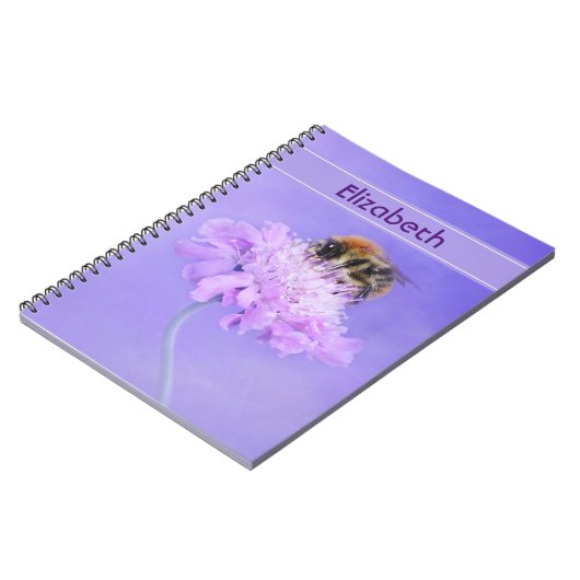 Bumble Bee Perst op een roze ventilator Notitieboek (Linkerzijde)