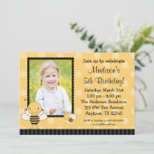 Bumble Bee Photo Birthday Party Invitations Kaart (Staand voorkant)