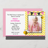 Bumble Bee Photo Birthday Party Invitations Kaart (Voorkant / Achterkant)