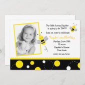 Bumble Bee Photo Birthday Party Invitations Kaart (Voorkant / Achterkant)