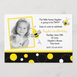 Bumble Bee Photo Birthday Party Invitations Kaart