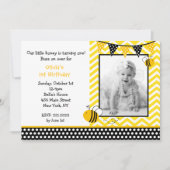 Bumble Bee Photo Birthday Party Invitations Kaart (Voorkant)