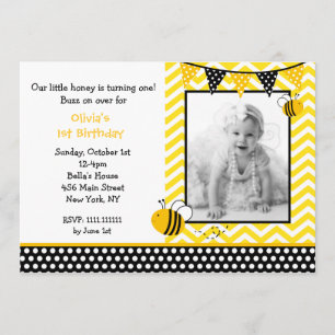 Bumble Bee Photo Birthday Party Invitations Kaart