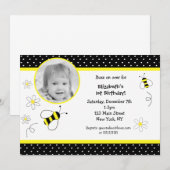 Bumble Bee Photo Birthday - uitnodigingen (Voorkant / Achterkant)