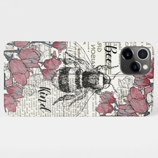  Bumble Bee Pink Floral iPhone Hoesje (Achterkant horizontaal)