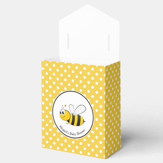 Bumble Bee Polka Dot Baby shower Custom Favor Box Bedankdoosjes (Geopend)