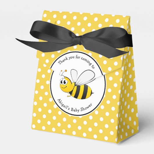 Bumble Bee Polka Dot Baby shower Custom Favor Box Bedankdoosjes (Voorkant Zijde)