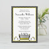Bumble Bee Polka Dot Baby Shower Invitations Kaart (Staand voorkant)