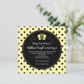 Bumble Bee Polka Dots- Birthday Invitation Kaart (Staand voorkant)