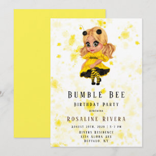 Bumble Bee Preteen Girl Birthday Party Kaart