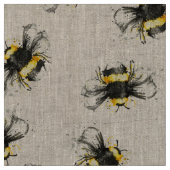 Bumble Bee Print Fabric - Natural Stof (Close Up)