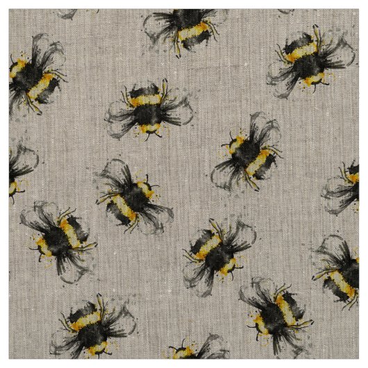Bumble Bee Print Fabric - Natural Stof (Swatch)