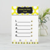 Bumble bee raad het Baby Baby shower Kaart (Staand voorkant)