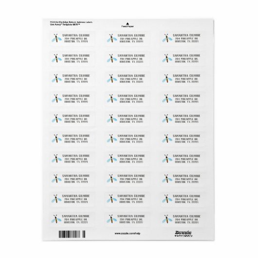 Bumble bee Return Address Labels (Full Sheet)