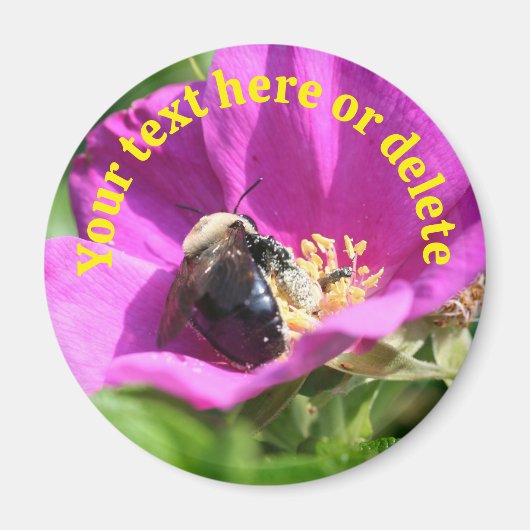 Bumble Bee Rose Flower Personalized Nature Magneet (Voorkant)