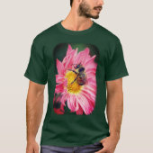 Bumble Bee roze Daisy Flower T-shirt (Voorkant)