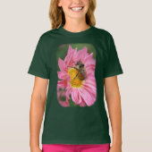 Bumble Bee roze Daisy Flower T-shirt (Voorkant)