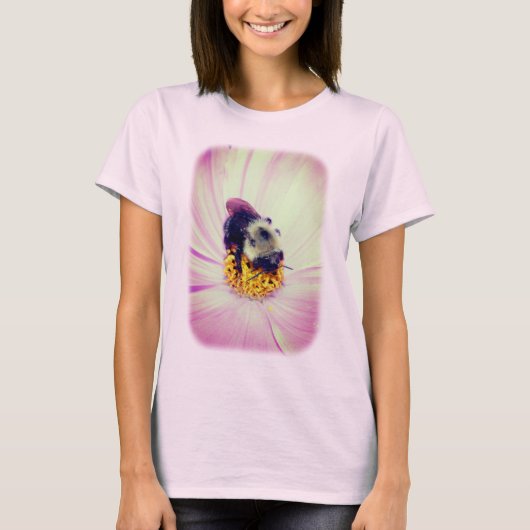 Bumble bee roze ventilator Natuur T-shirt (Voorkant)