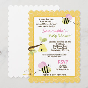Bumble bee roze Wings die Cut Baby shower Invite Kaart