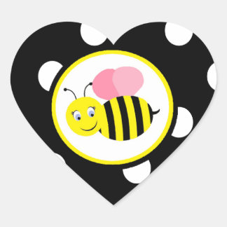 Bumble bee - roze / zwart hart sticker